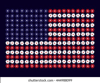 The national flag of flowers. Flag of United States of America.Vector illustration