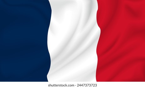 National flag of France, 3d realistic render on a transparent background. The flag twists in the wind, realistic shadows and light. Officially sign of the French Republic