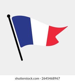 Bandeira nacional da França.  Bandeira da França computador digital vetor ilustração ícone design.  Bandeira de mastro flutuante.