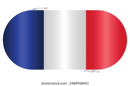 National Flag of France. French flag in capsule shape. European Country. France flags isolated on white background. Editable vector EPS available