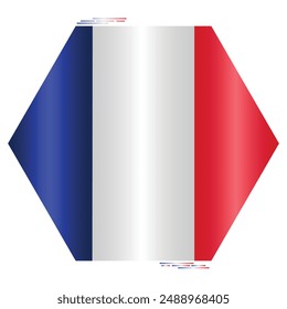 National Flag of France. French flag in polygon shape. European Country. France flags isolated on white background. Editable vector EPS available