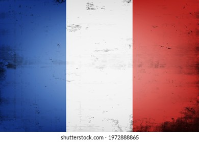 National flag of France. Vintage background. Grunge texture. Banner design pattern. Vector illustration