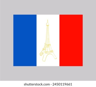The national flag of France.Eiffel Tower Paris france  logo design Vector Illustration.
