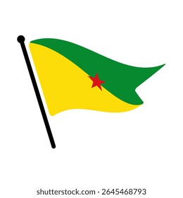 Bandeira nacional da Guiana Francesa.  Bandeira da Guiana Francesa computador digital vetor ilustração ícone design.  Bandeira de mastro flutuante.