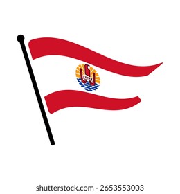 Bandera nacional de la Polinesia Francesa. Polinesia Francesa bandera de ordenador de diseño de icono de Ilustración vectorial digital. Bandera del asta de la bandera.