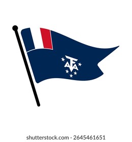 Bandeira nacional do Território Antártico e Sul Francês.  Território Antártico e Sul Francês bandeira computador digital vetor ilustração ícone design.  Bandeira de mastro flutuante.