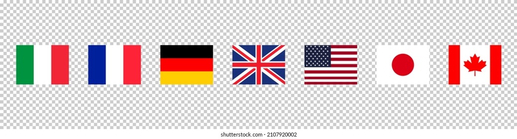 National flag g7 icon set simple design