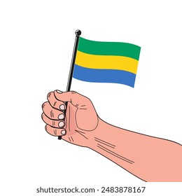 national flag of Gabon or oficially Gabonese Republic  in the original colours and proportions