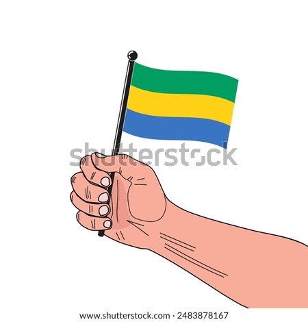 national flag of Gabon or oficially Gabonese Republic  in the original colours and proportions