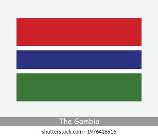 National Flag of The Gambia. Gambian Country Flag. Republic of the Gambia Detailed Banner. EPS Vector Illustration Cut File