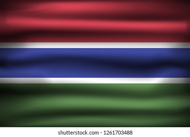 National Flag of Gambia GM. Front view, official colors and correct proportion. Realistic vector illustration.