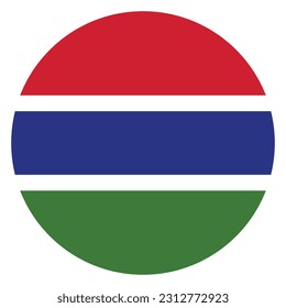 The national flag of Gambia. Flag icon. Standard color. Round flag. Computer illustration. Digital illustration. Vector illustration.