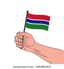 national flag of Gambia in the original colours and on the stick