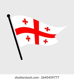 Bandeira nacional da Geórgia.  Bandeira da Geórgia computador digital vetor ilustração ícone design.  Bandeira de mastro flutuante.