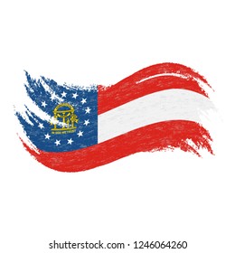 National Flag Of Georgia, Designed Using Brush Strokes Isolated On A White Background. Vector Illustration. Use For Brochures, Printed Materials, Logos, Independence Day.