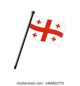 national flag of Georgia in the original colours and on the stick