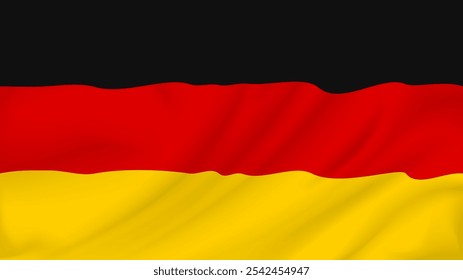 National flag of Germany, 3d realistic render on a transparent background. The flag twists in the wind, realistic shadows and light. Officially sign of the Federal Republic of Germany.