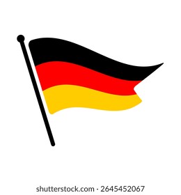 National flag of Germany.  German flag computer digital vector illustration icon design.  Fluttering flagpole flag.