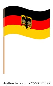 National flag of Germany, government flag coat of arms, with stand, vector graphic design