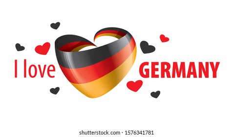 The national flag of the Germany and the inscription I love Germany. Vector illustration