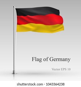 National flag of Germany isolated on gray background. Realistic German flag waving in the Wind. Wavy flag Stock Vector illustration