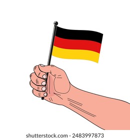 National flag of Germany on the stick isolated on the white background