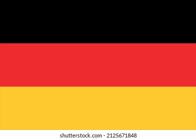 National flag of Germany. Rectangular illustration of the flag of Germany. Large, developed, rich country of the European Union. Vector illustration. EPS9.