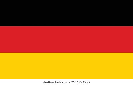 The national flag of Germany is a tricolour consisting of three equal horizontal bands displaying the national colours of Germany: black, red, and gold