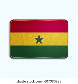 National flag of Ghana with denim texture and orange seam. Realistic image of a tissue made in vector illustration.