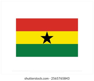 National flag of GHANA on a white background, Editable Vector illustration of GHANA flag, National Day design, Flag of Ghana flat design, National Day of Ghana