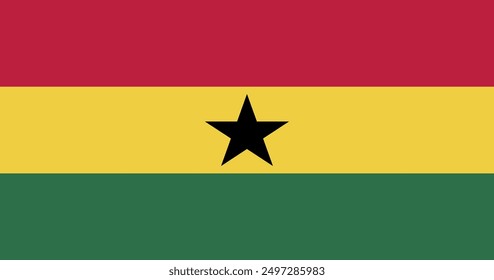 National flag of Ghana. Rectangular flag. Vector illustration