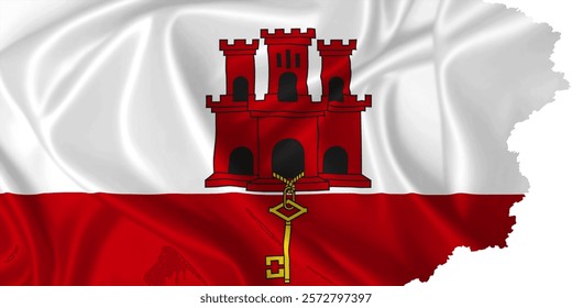 National Flag of Gibraltar vector with torn edges on transparent background