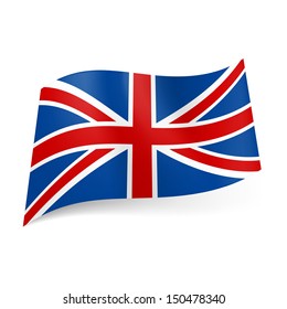 National flag of Great Britain, called Union Jack. Blue, red and white colored banner.