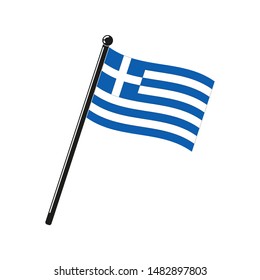 national flag of Greece in the original colours and on the stick