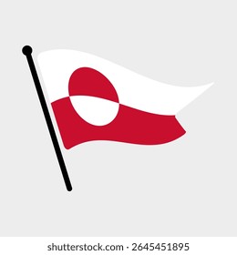 Bandeira nacional da Gronelândia.  Bandeira da Groenlândia computador digital vetor ilustração ícone design.  Bandeira de mastro flutuante.