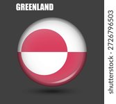 The national flag of Greenland is round.Vector.
Round 3d flag icon with 
high detail.
Spherical illustration of the flag.
