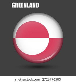 The national flag of Greenland is round.Vector.
Round 3d flag icon with 
high detail.
Spherical illustration of the flag.
