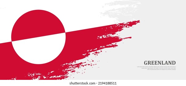 National flag of Greenland with textured brush flag. Artistic hand drawn brush flag banner background