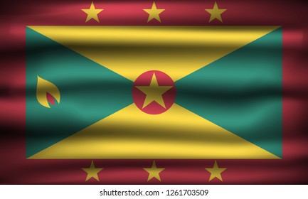National Flag of Grenada GD. Front view, official colors and correct proportion. Realistic vector illustration.