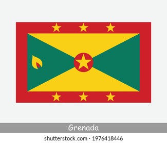 National Flag of Grenada. Grenadian Country Flag Detailed Banner. EPS Vector Illustration Cut File