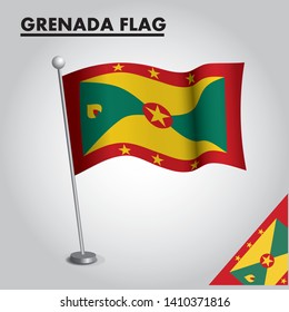 National flag of GRENADA on a pole