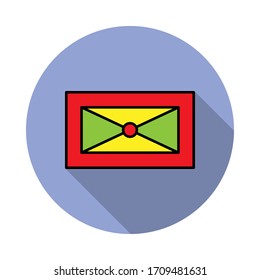 National flag of Grenada in simple colors with name icon long shadow icon. Simple color vector of flags icons for ui and ux, website or mobile application
