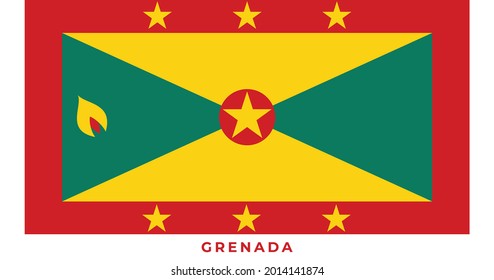 The national flag of Grenada. Vector illustration of Grenada, Vector of Grenada flag.