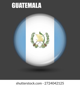 La bandera nacional de Guatemala es redonda.Vector.
Icono redondo de la bandera 3d con 
Alto detalle.
Ilustración en forma de bola de la bandera.