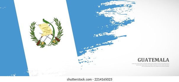 National flag of Guatemala with textured brush flag. Artistic hand drawn brush flag banner background