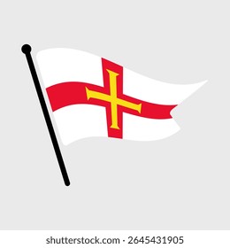 Bandeira nacional de Guernsey.  Bandeira de Guernsey computador digital vetor ilustração ícone design.  Bandeira de mastro flutuante.