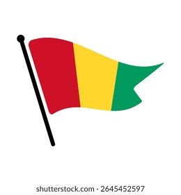 Bandeira nacional da Guiné.  Bandeira da Guiné computador digital vetor ilustração ícone design.  Bandeira de mastro flutuante.