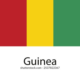 La bandera nacional de Guinea, con tres franjas de Vertical de rojo, amarillo y verde.