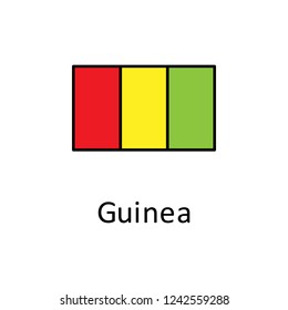 National flag of Guinea in simple colors with name icon