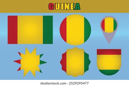 National Flag of Guinea vector illustration with vibrant red, yellow, and green stripes representing the nation's unity, wealth, and natural beauty.